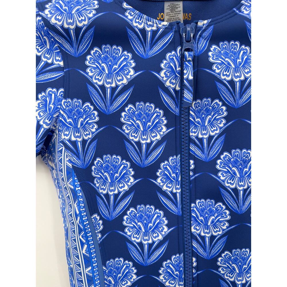 Johnny Was Indigo Floral Neoprene One Piece Swimsuit Boho XS UPF 50 Coastal - Picture 4 of 9
